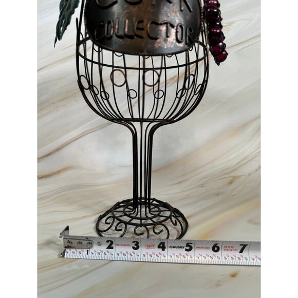 Wine Glass Cork Holder 12" x 6" Grapevine Black Metal Wire Cage Bar Decor - Picture 7 of 9